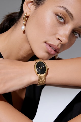 Montre à quartz en acier - Doré