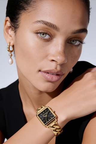 Montre à quartz en acier - Doré