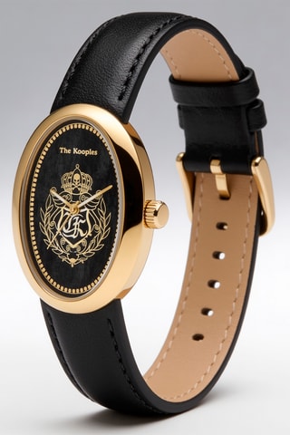 Montre à quartz en cuir - Noir et doré