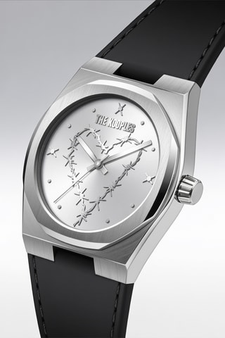 Montre à quartz en cuir - Noir et argenté