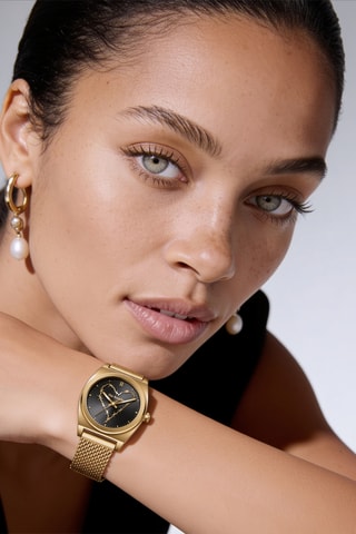 Montre à quartz en acier - Doré