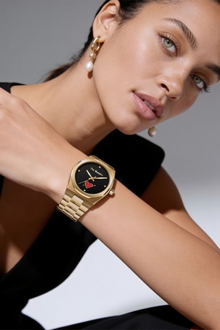 Montre à quartz en acier - Doré