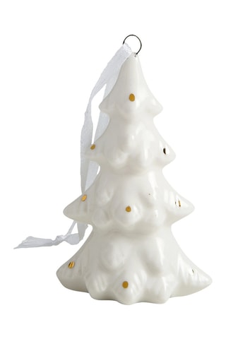 Caja de 3 abetos para colgar de cerámica - Blanco - 13 x 6 x 9,7 cm