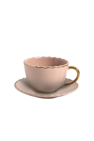 2 x Tazas de té y platillo de porcelana New Bone China y porcelana Margarita - 17 cl