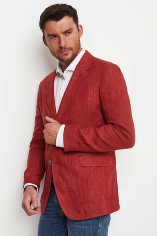 Veste de costume en lin - Rouge brique