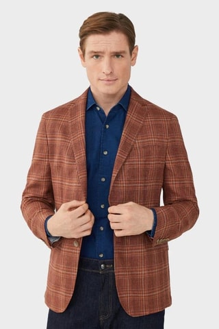 Veste de costume en lin et laine - Marron
