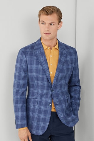 Veste de costume en soie et laine - Bleu
