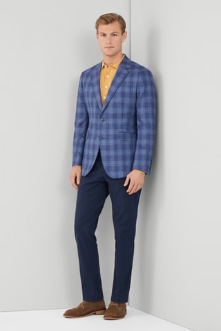 Veste de costume en soie et laine - Bleu