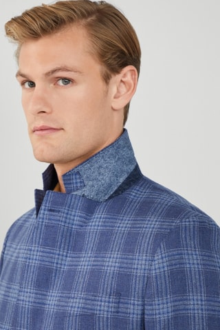 Veste de costume en soie et laine - Bleu