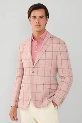 Veste de costume en lin et laine - Rose