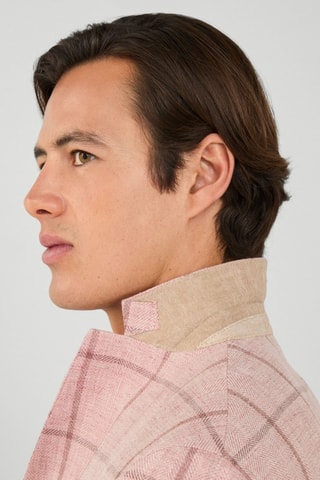 Veste de costume en lin et laine - Rose