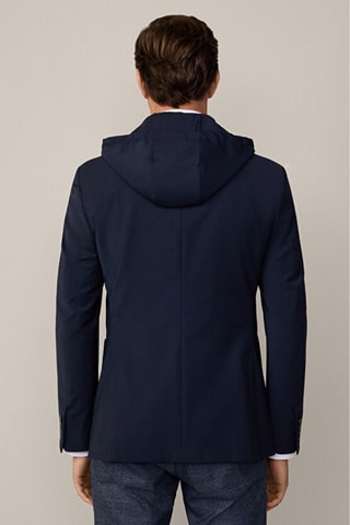 Veste de costume à capuche en laine - Bleu marine