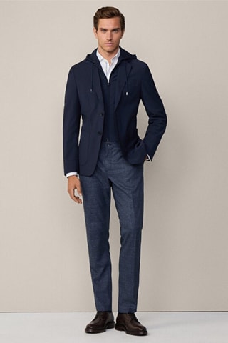 Veste de costume à capuche en laine - Bleu marine