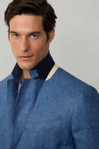 Veste de costume en lin - Bleu