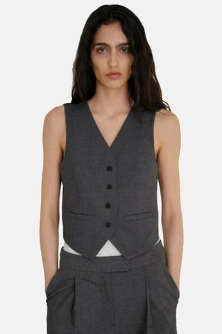 Gilet de costume en laine - Gris foncé