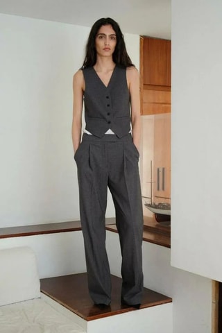 Gilet de costume en laine - Gris foncé