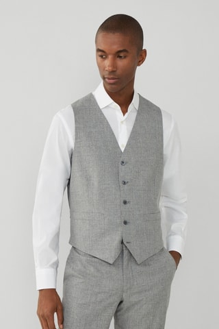 Gilet de costume en laine et soie - Gris clair