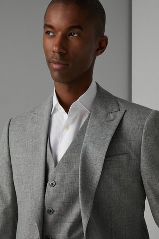 Gilet de costume en laine et soie - Gris clair