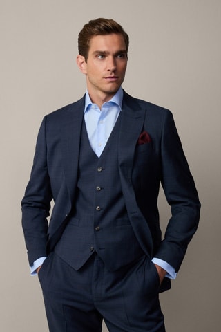 Gilet de costume en laine - Bleu marine