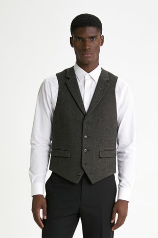 Gilet de costume en laine - Marron foncé chiné
