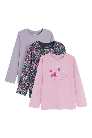 3 t-shirts - Violet, noir et rose