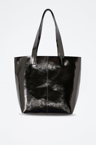 Borsa a spalla in pelle verniciata Maeva - Nero