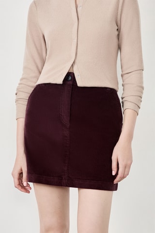 Gonna taglio dritto in velluto a vita alta Velvet - Marrone