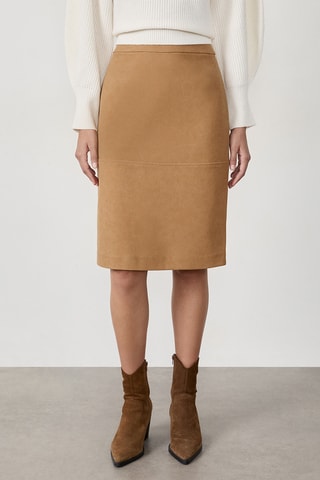 Gonna taglio dritto a vita alta Farah - Taupe