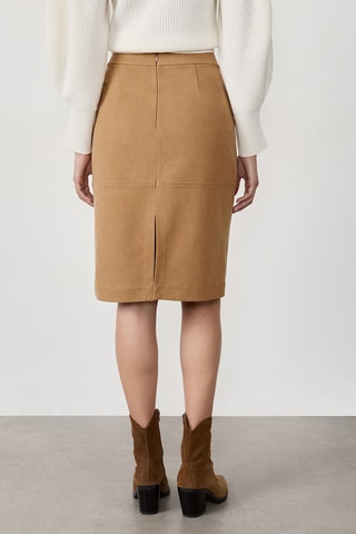 Gonna taglio dritto a vita alta Farah - Taupe