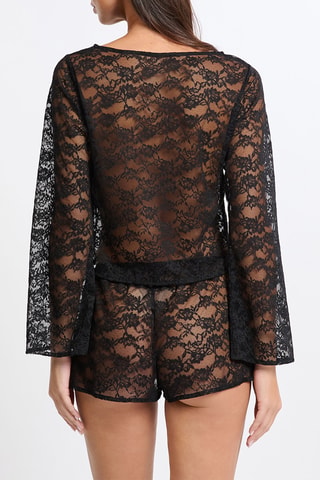 Top de pyjama en dentelle Vertige - Noir
