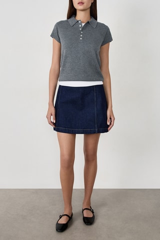 Gonna taglio dritto in jeans Clara - Navy