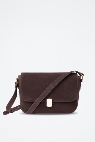Borsa a tracolla in pelle scamosciata Nina - Marrone scuro