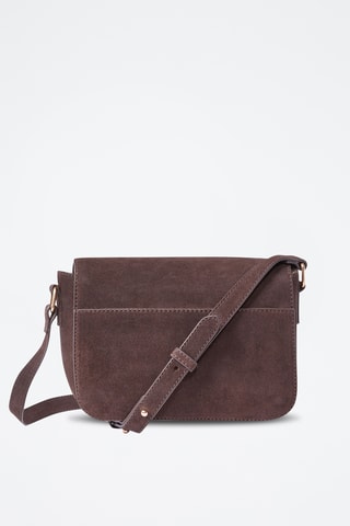 Borsa a tracolla in pelle scamosciata Nina - Marrone scuro