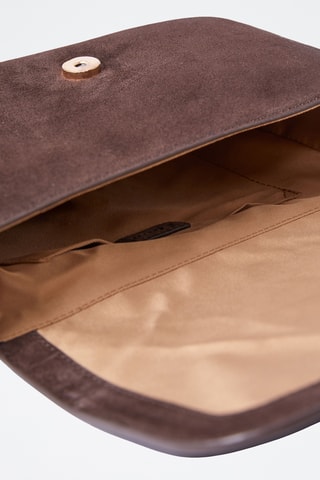 Borsa a tracolla in pelle scamosciata Nina - Marrone scuro