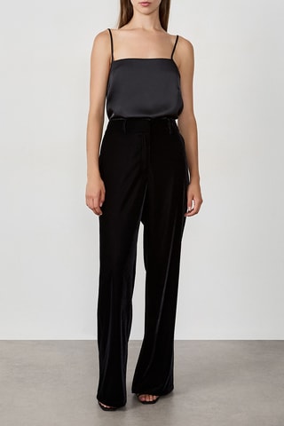 Pantaloni in velluto a vita alta Valentina - Nero