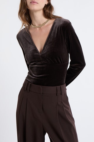 Body in velluto Nala - Marrone scuro