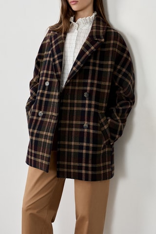 Cappotto in lana A Masha Crx - Verde scuro e marrone chiaro