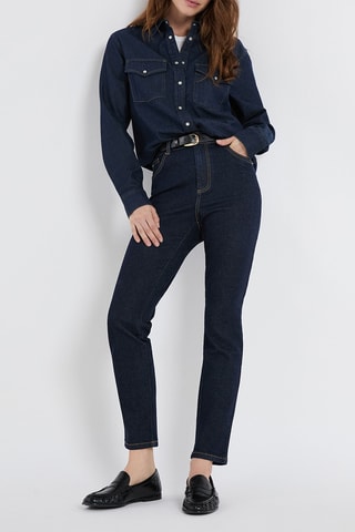 Jeans a vita alta Demie - Blu