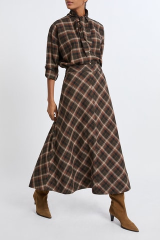Gonna lunga Tartan - Marrone