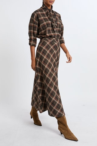 Chemisier Tartan - Taupe et marron
