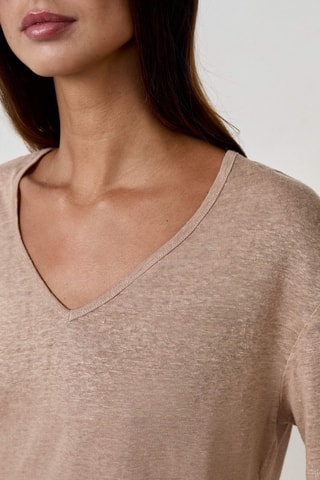 T-shirt in lino - Beige