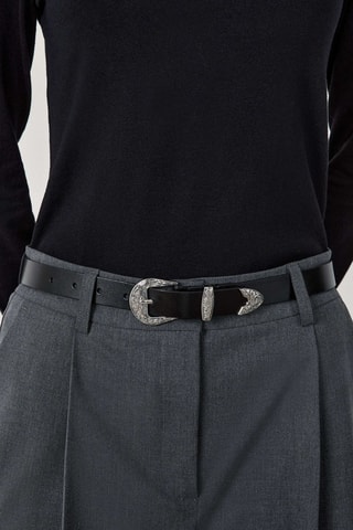 Cintura in crosta di pelle - Nero