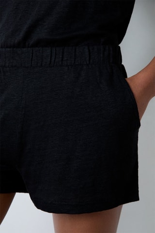 Shorts pigiama in lino - Nero