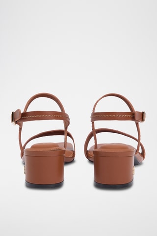 Sandalias de piel de tacón - Marrón