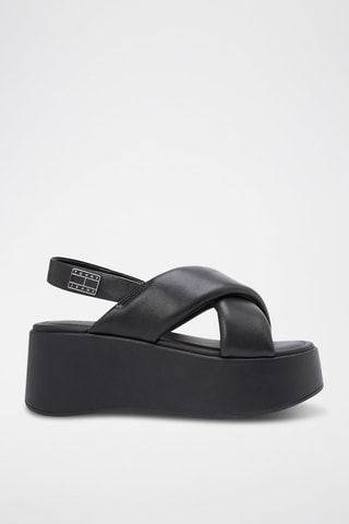 Sandalias de piel napa con plataforma - Negro