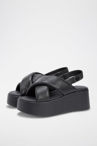 Sandalias de piel napa con plataforma - Negro