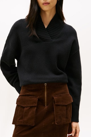 Jersey de lana y algodón orgánico - Negro