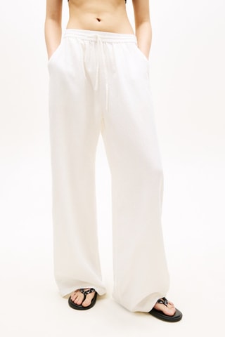 Pantalón de tiro alto loose de lino - Blanco