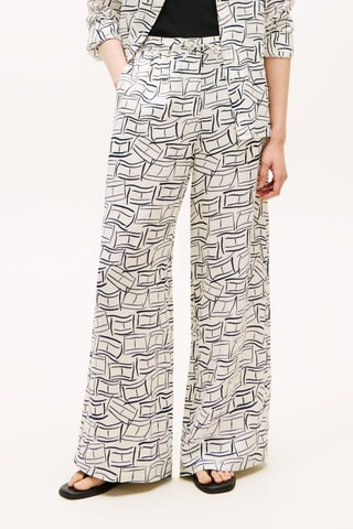 Pantalón relaxed wide leg de lino - Blanco y negro