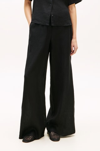Pantalón relaxed wide leg de lino - Negro